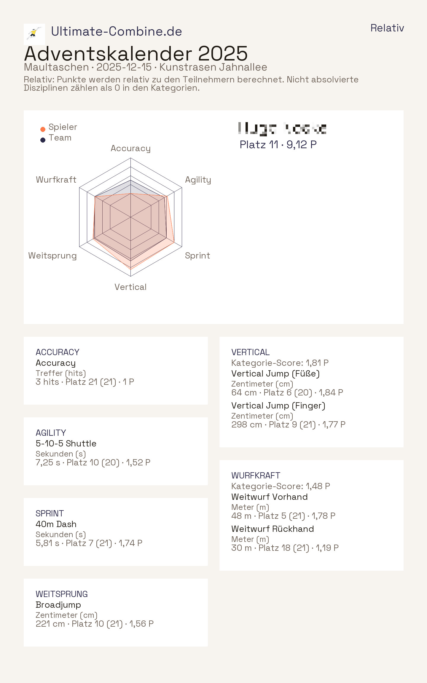Beispielansicht Spielerprofil